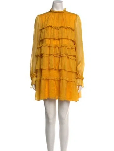 Pre-owned Adam Lippes Mock Neck Mini Dress In Yellow