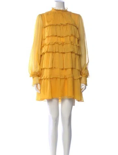 Pre-owned Adam Lippes Mock Neck Mini Dress In Yellow