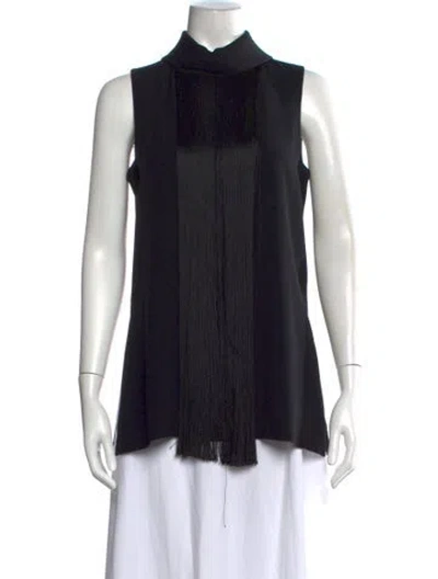 Pre-owned Adam Lippes Mock Neck Sleeveless Top In Black