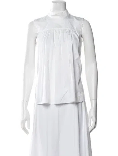 Pre-owned Adam Lippes Mock Neck Sleeveless Top In Neutral
