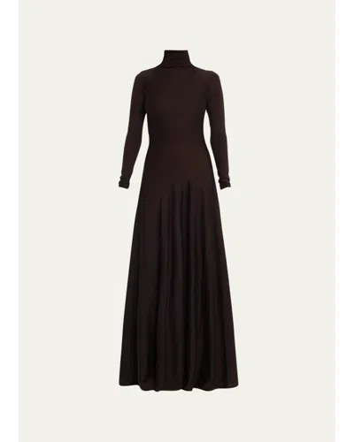 Adam Lippes Naomi Cashmere Knit Turtleneck Dress In Espresso