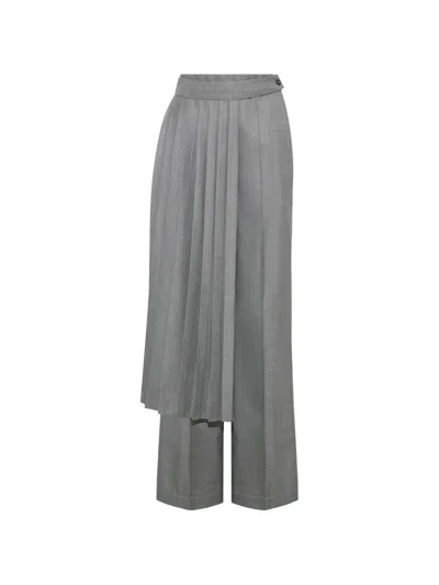 Adam Lippes Nara Pleated-overlay Trousers In Gray