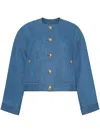 Adam Lippes Nessy Jacket In Stone Wash Denim In Blue
