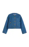 Adam Lippes Nessy Jacket In Stone Wash Denim In Blue