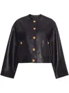 Adam Lippes Cropped Nessy Leather Jacket In Schwarz