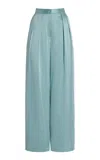 Adam Lippes Nils Silk-charmeuse Pants In Blue