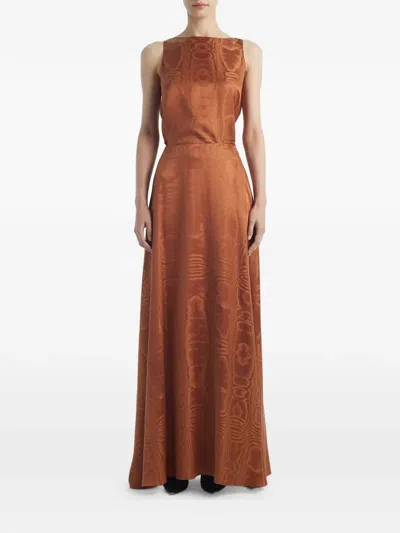 Adam Lippes Nova Patterned Maxi Skirt In Brown