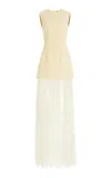 Adam Lippes Odette Dress In Silk Wool In Yellow