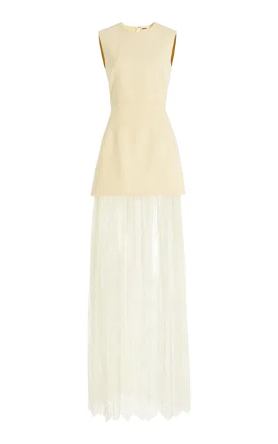 Adam Lippes Odette Dress In Silk Wool In Yellow