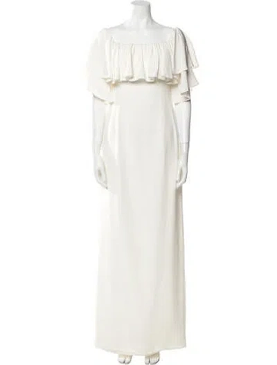 Pre-owned Adam Lippes Off-the-shoulder Long Dress In Neutral