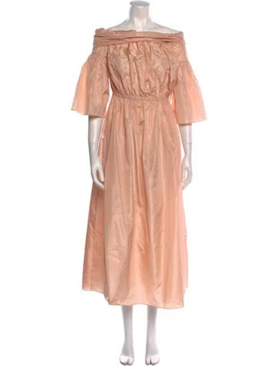 Pre-owned Adam Lippes Off-the-shoulder Long Dress In Pink