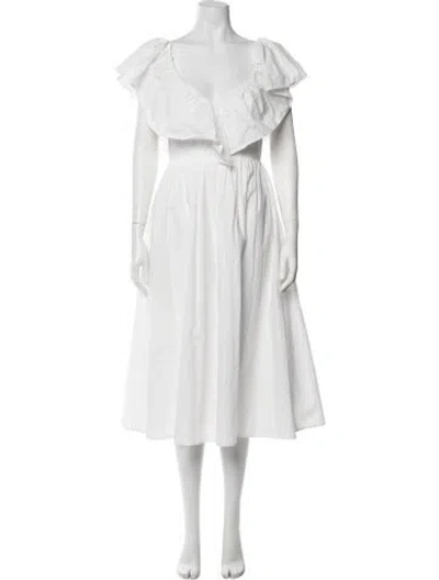 Pre-owned Adam Lippes Off-the-shoulder Long Dress In White