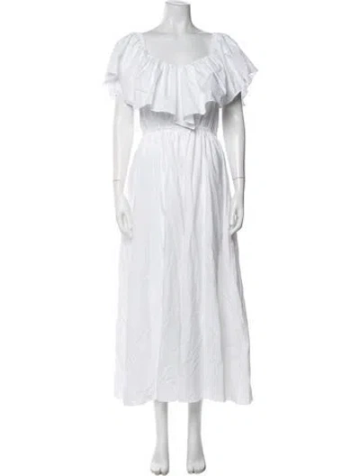 Pre-owned Adam Lippes Off-the-shoulder Long Dress In White