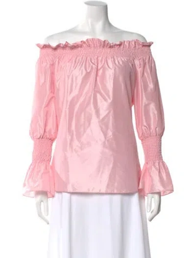 Pre-owned Adam Lippes Off-the-shoulder Long Sleeve Top In Pink