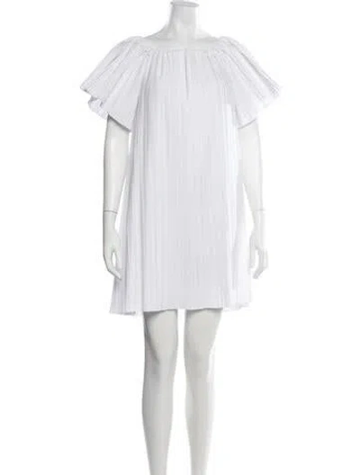 Pre-owned Adam Lippes Off-the-shoulder Mini Dress In White