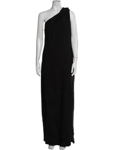 Pre-owned Adam Lippes One-shoulder Long Dress In Black