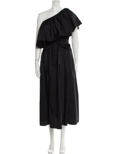 Pre-owned Adam Lippes One-shoulder Long Dress W/ Tags In Black