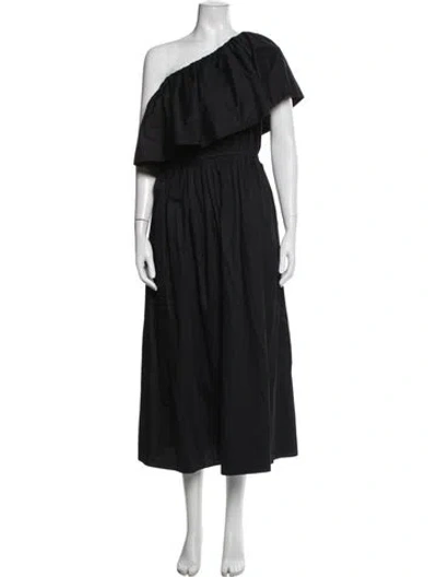 Pre-owned Adam Lippes One-shoulder Midi Length Dress W/ Tags In Black
