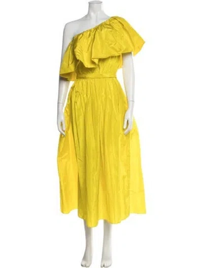Pre-owned Adam Lippes One-shoulder Midi Length Dress In Yellow