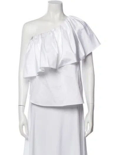 Pre-owned Adam Lippes One-shoulder Short Sleeve Blouse In Neutral