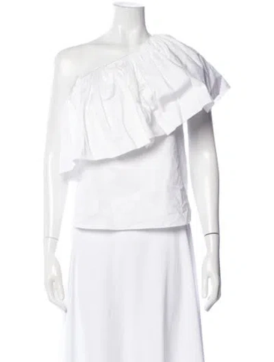 Pre-owned Adam Lippes One-shoulder Sleeveless Top In White