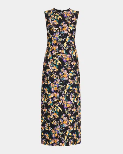 Adam Lippes Ophelia Floral-print Sleeveless Midi Dress In Multi