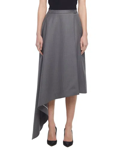 Adam Lippes Orion Wool-blend Skirt In Gray