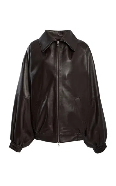 Adam Lippes Oversized Leather Bomber Jacket