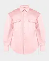 Adam Lippes Oversized Silk-cotton Duchesse Shirt In Pink