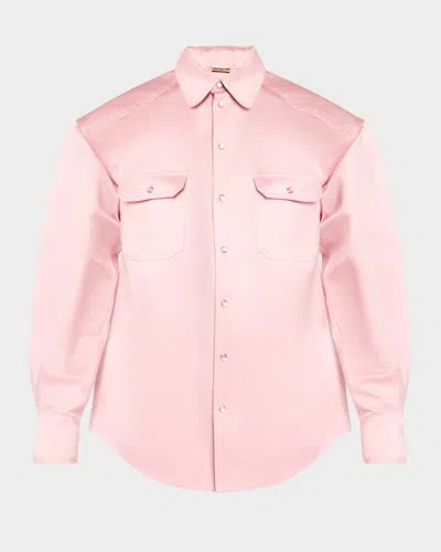 Adam Lippes Oversized Silk-cotton Duchesse Shirt In Pink