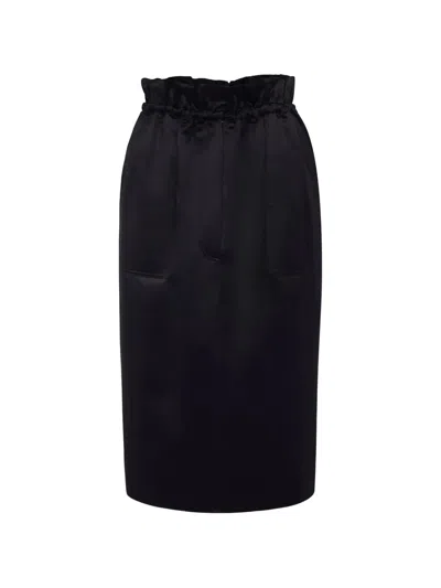 Adam Lippes Paper-bag-waist Pencil Skirt In Black