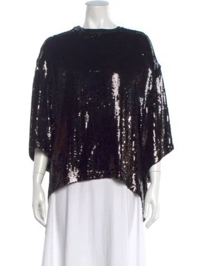 Pre-owned Adam Lippes Patterned Crew Neck Top In Black