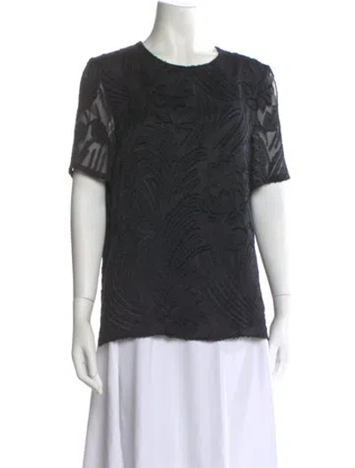 Pre-owned Adam Lippes Patterned Crew Neck Top In Black