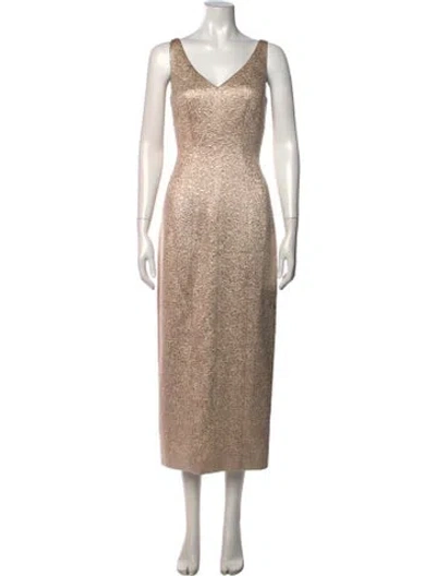 Pre-owned Adam Lippes Patterned Midi Length Dress In Neutrals