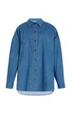 Adam Lippes Perrine Shirt In Stone Wash Denim In Blue