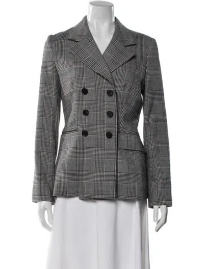 Pre-owned Adam Lippes Plaid Print Blazer In Gray