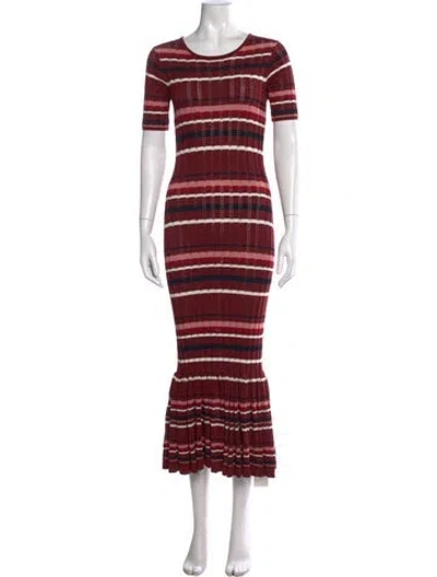 Pre-owned Adam Lippes Plaid Print Midi Length Dress In Brown