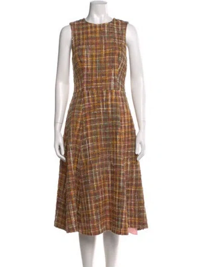 Pre-owned Adam Lippes Plaid Print Midi Length Dress In Pink