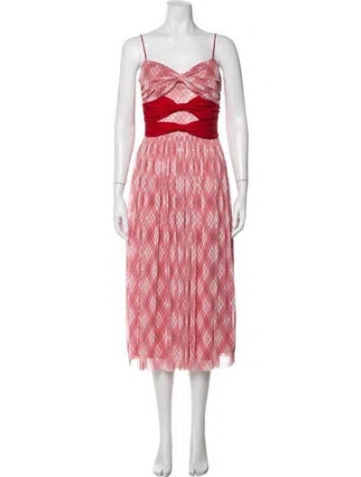 Pre-owned Adam Lippes Plaid Print Midi Length Dress In Pink
