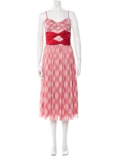 Pre-owned Adam Lippes Plaid Print Midi Length Dress In Red