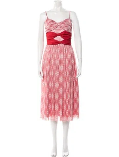 Pre-owned Adam Lippes Plaid Print Midi Length Dress In Red