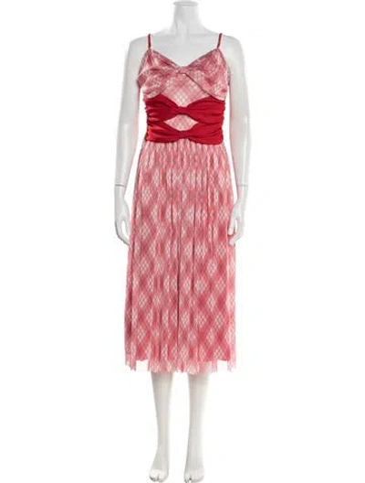 Pre-owned Adam Lippes Plaid Print Midi Length Dress In Red