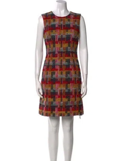 Pre-owned Adam Lippes Plaid Print Mini Dress In Red