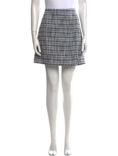 Pre-owned Adam Lippes Plaid Print Mini Skirt In Blue