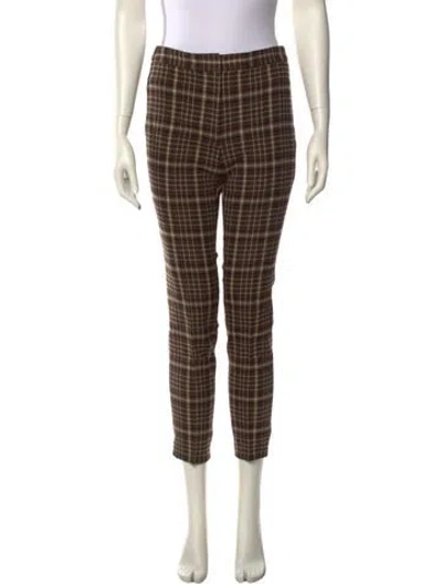 Pre-owned Adam Lippes Plaid Print Skinny Leg Pants In Green