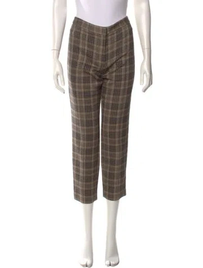 Pre-owned Adam Lippes Plaid Print Straight Leg Pants In Neutral