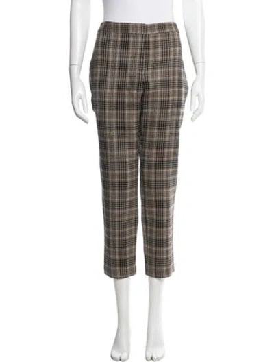 Pre-owned Adam Lippes Plaid Print Straight Leg Pants In Neutrals