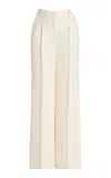 Adam Lippes Pleated Wool-silk Trousers In Ivory