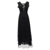 Adam Lippes Plunge Illion Lace Neckline Empire Gown In Black