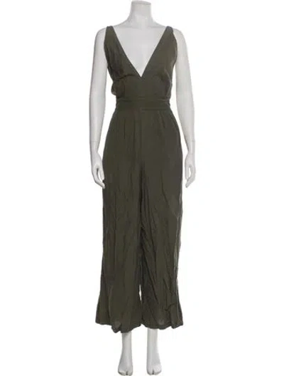 Pre-owned Adam Lippes Plunge Neckline Jumpsuit In Gray